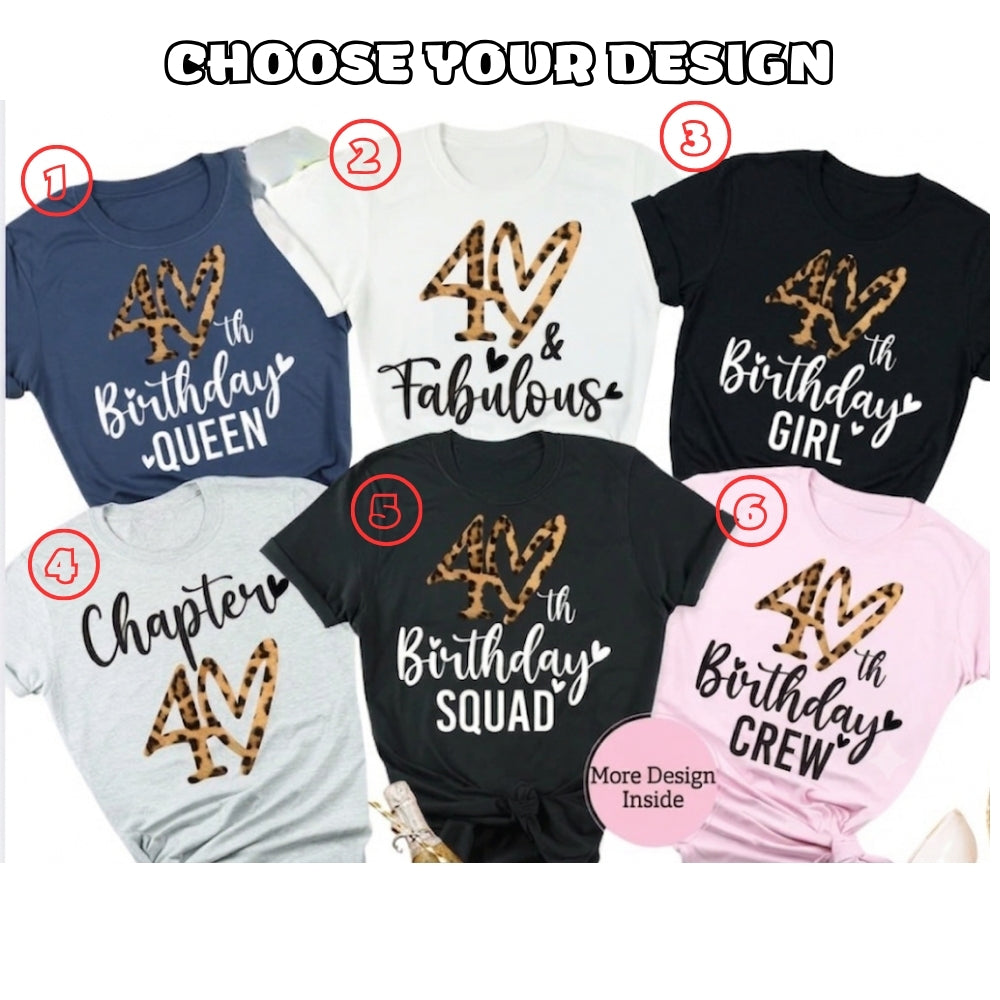 40th Birthday Queen Leopard Matching Birthday Crew T Shirts, Custom Age Leopard Birthday Matching Shirts ET0860