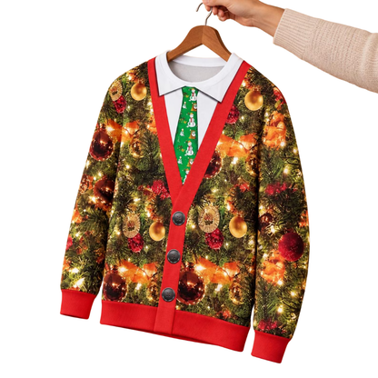 Christmas Faux Cardigan Sweatshirt For Men, Funny Christmas Sweatshirt 3D Printed 2D1259