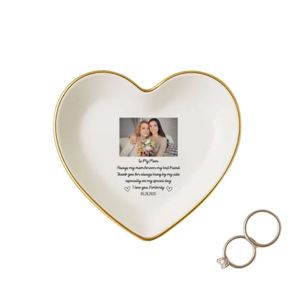 To My Mom Custom Photo Wedding Ring Dish, Custom Mother Of The Bride Jewelry Dish WD0133