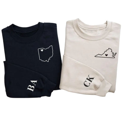 Custom Long Distance Relationship Couple Sweatshirt, Custom Long Distance Valentine Sweatshirt 2D0832