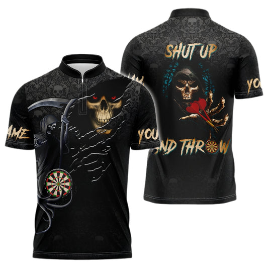 Shut Up And Throw Custom Skeleton Darts Men Jersey, Custom Skull Darts Shirts DZ0083