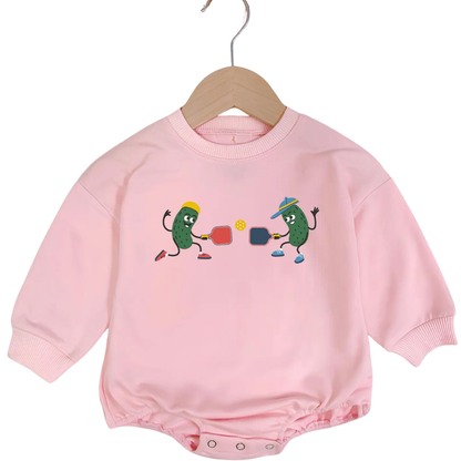 Pickle Plating Pickleball Baby Romper Sweatshirt, Funny Pickleball Romper Sweatshirt For Baby BB0539
