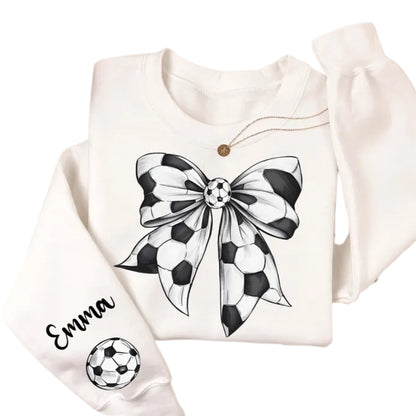 Custom Soccer Bow Sweatshirt Womens, Custom Sweatshirt For Soccer Lover 2D0675