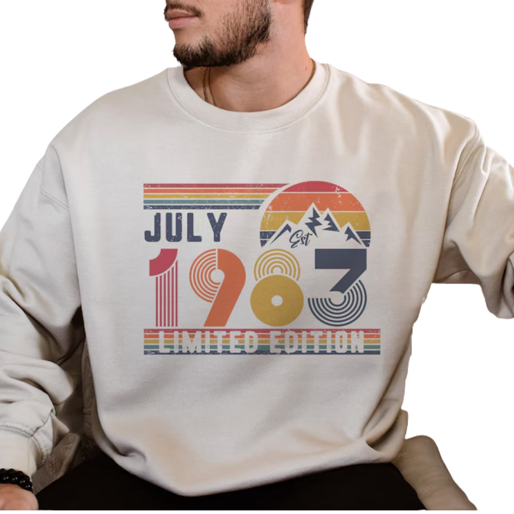 1986 Limited Edition Retro Birthday Sweatshirt, Custom Year Birthday Sweatshirts 2D0891