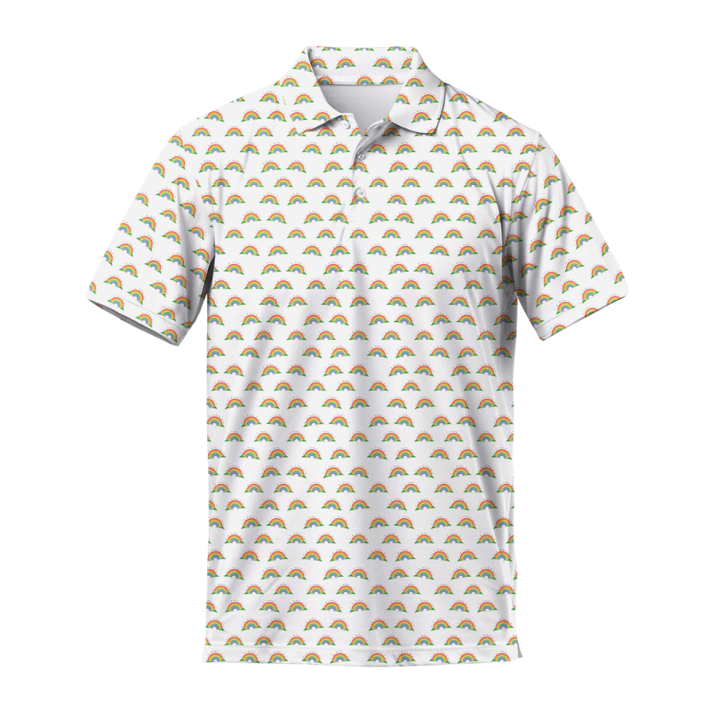 Rainbow Pattern LGBTQ Golf Polo Shirt Mens, Pride Month Golf Shirts GE0513