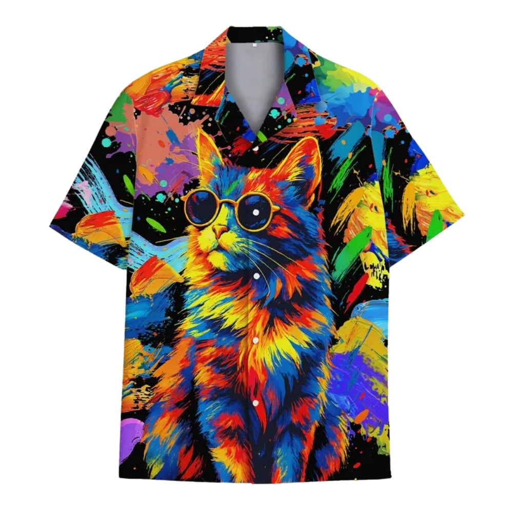 Colorful Cat Men And Women's Hawaiian Shirts, Cat Lovers Hawaiian Shirts HE0020