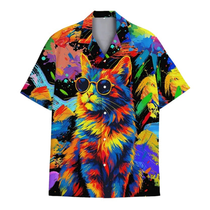 Colorful Cat Men And Women's Hawaiian Shirts, Cat Lovers Hawaiian Shirts HE0020