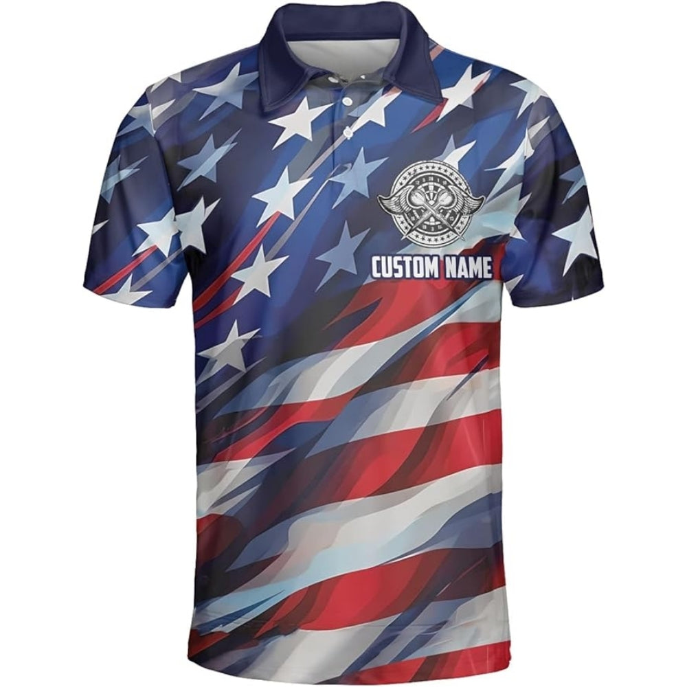 Custom American Flag Darts Polo Shirt For Men, Custom Patriotic Darts Team Shirts DZ0001