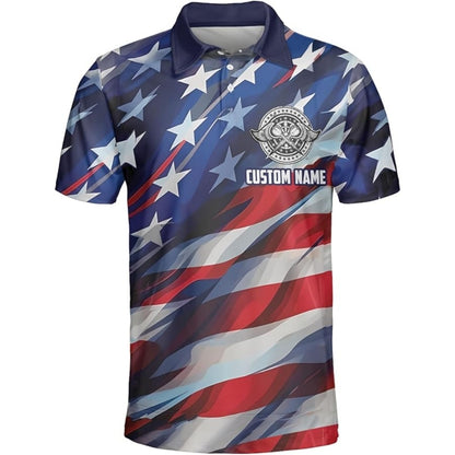 Custom American Flag Darts Polo Shirt For Men, Custom Patriotic Darts Team Shirts DZ0001