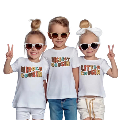 Big Cousin Middle Cousin Little Cousin Custom Name Matching Cousin T Shirts, Custom Cousin Matching Shirts For Family ET0786