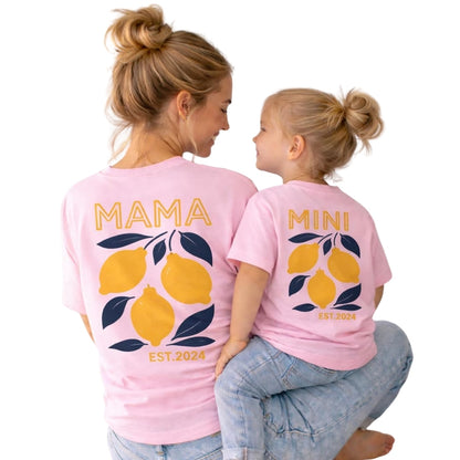 Custom Lemon Mama And Mini Matching T Shirt With Year, Custom Matching Lemon Family Shirts ET0523