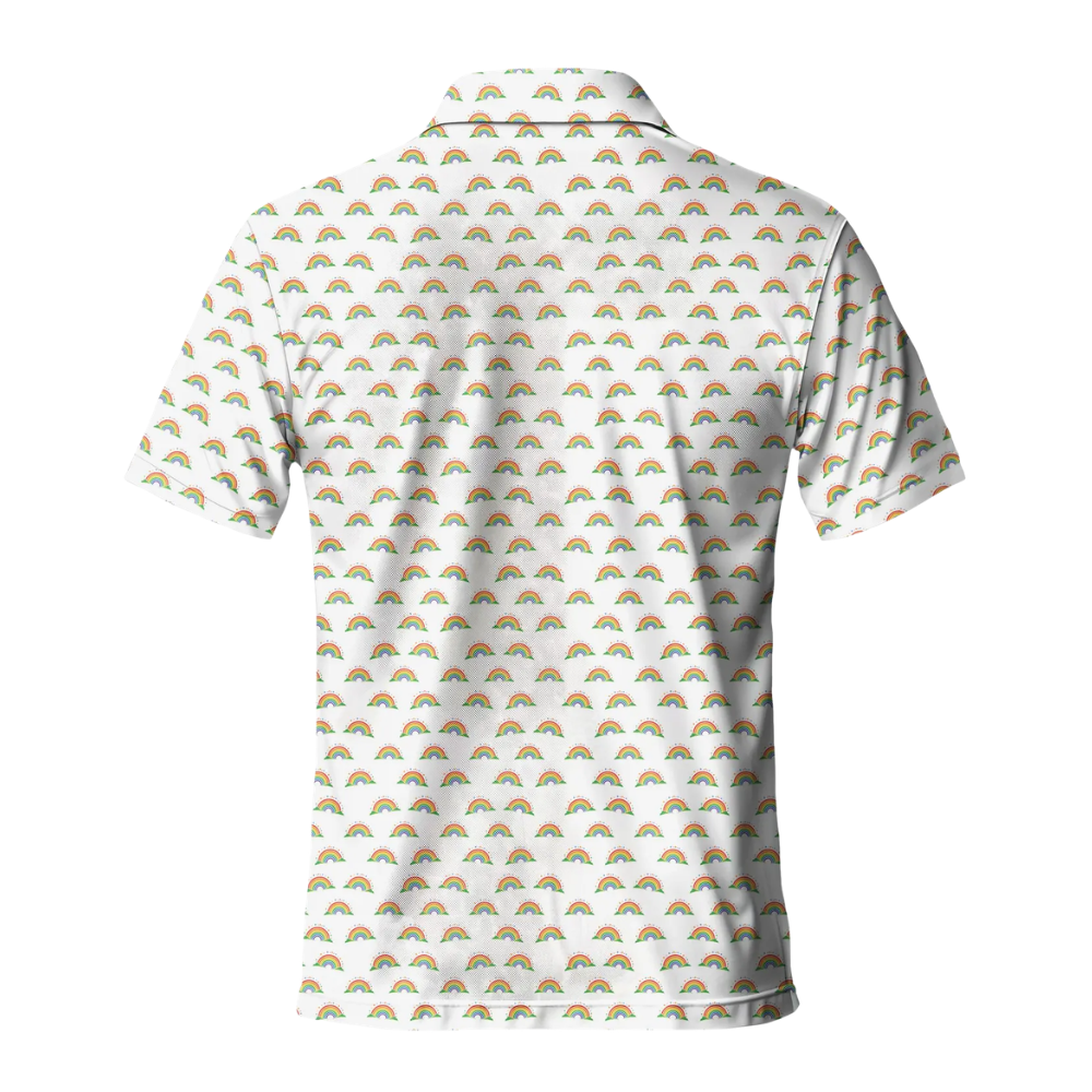 Rainbow Pattern LGBTQ Golf Polo Shirt Mens, Pride Month Golf Shirts GE0513