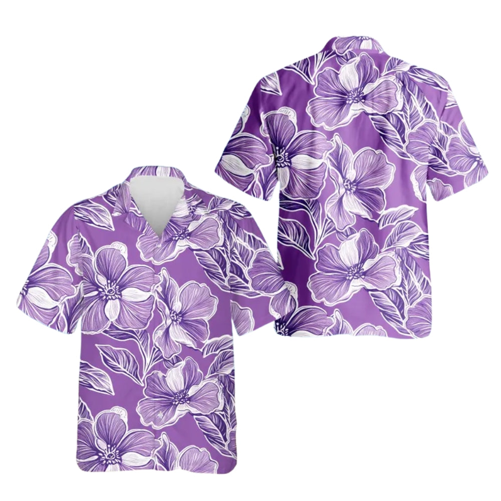 Purple Hibiscus Hawaiian Shirt For Men And Women, Floral Beach Hawaiian Shirts HE0428