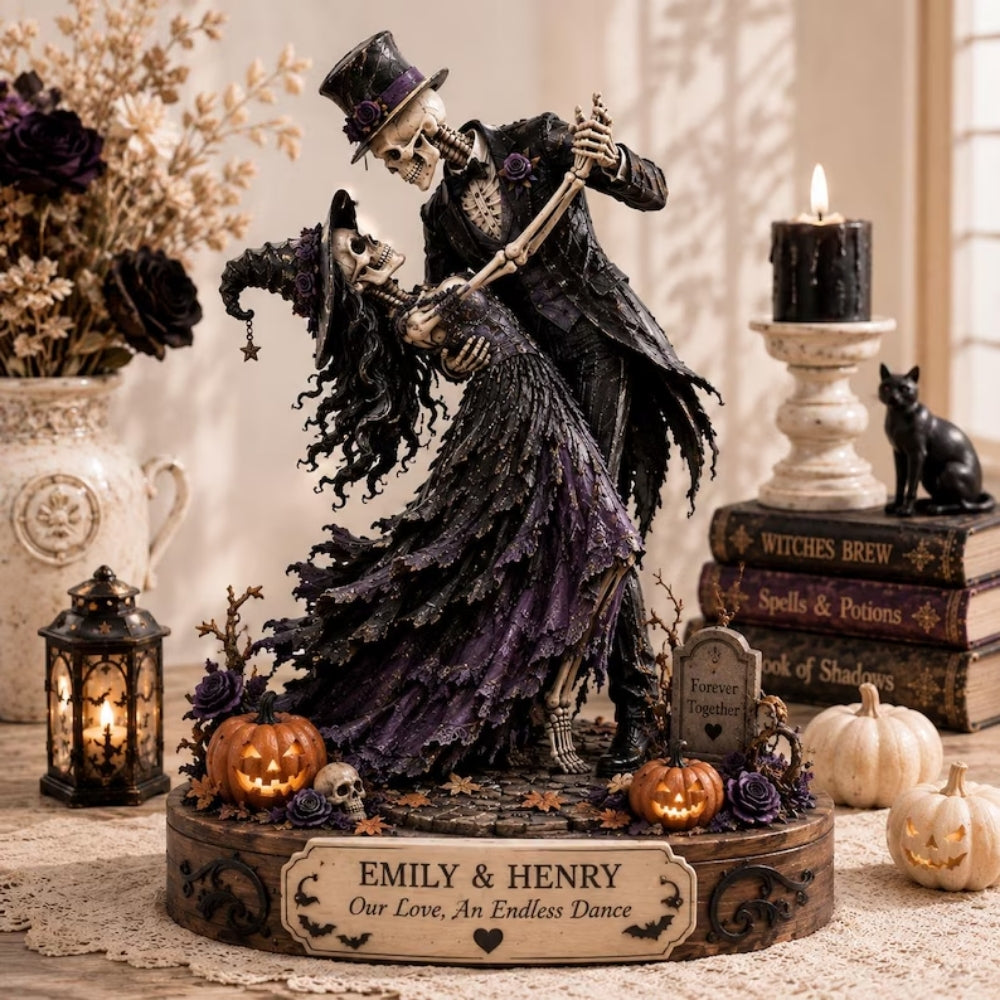 Custom Skeleton Couple Wedding Wooden Block, Custom Halloween Wedding Wooden Plaque WD0780