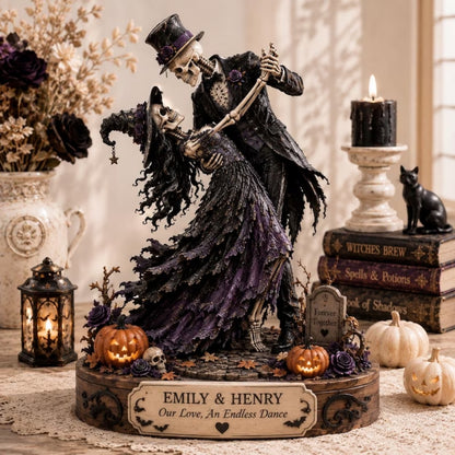 Custom Skeleton Couple Wedding Wooden Block, Custom Halloween Wedding Wooden Plaque WD0780