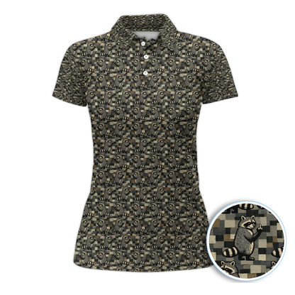 Raccoon Camo Women's Golf Polo Shirt, Fun Raccoon Golf Shirts For Women GZ0294
