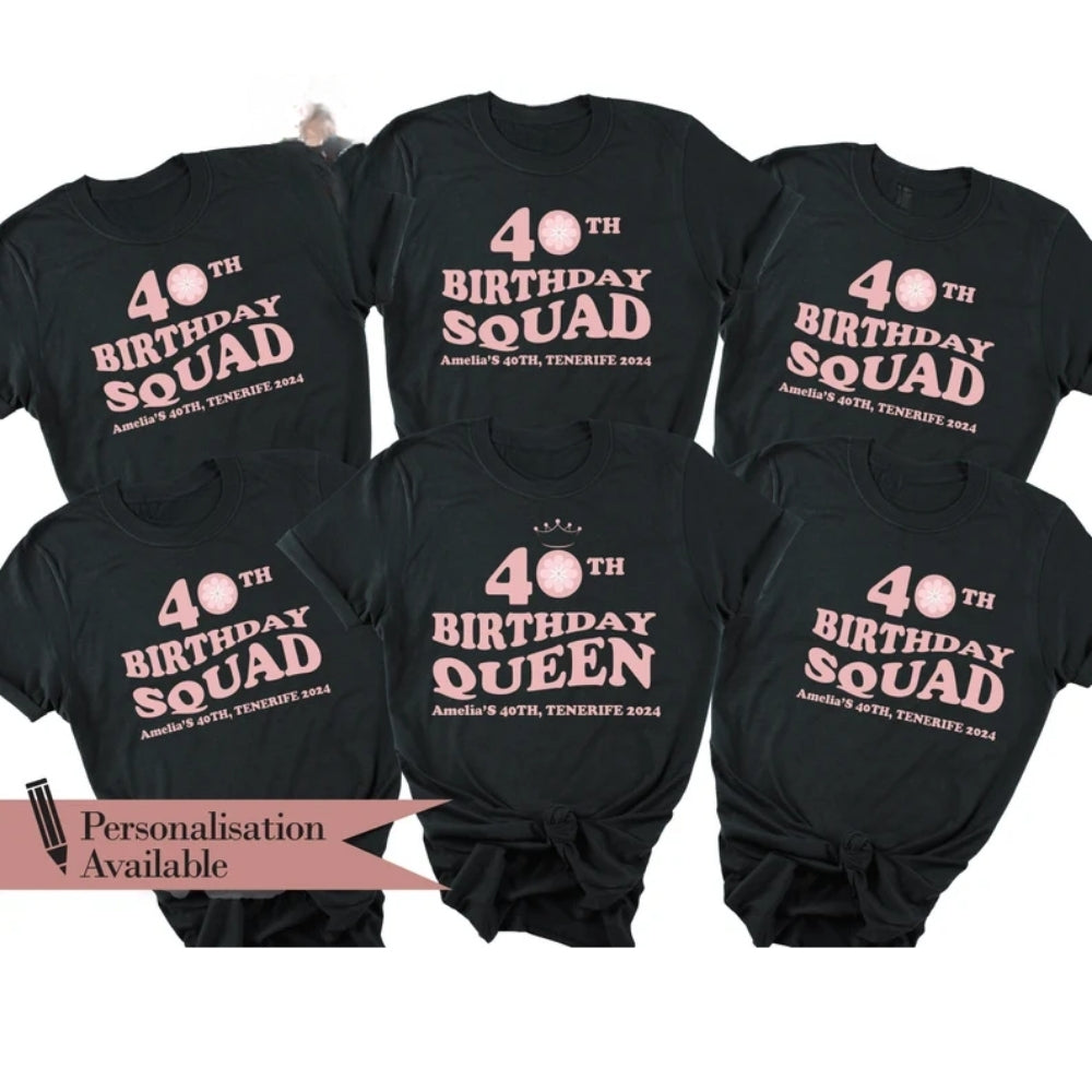 Personalized 40th Birthday Queen Matching T Shirt, Custom Birthday Crew Matching Shirts ET0861