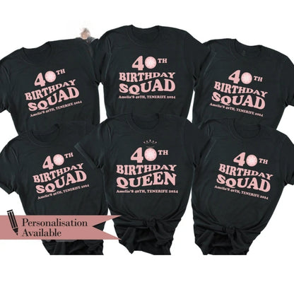 Personalized 40th Birthday Queen Matching T Shirt, Custom Birthday Crew Matching Shirts ET0861