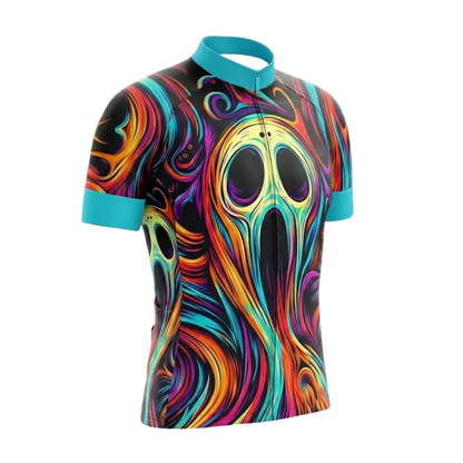 Colorful Skull Cycling Short Sleeve Jersey For Men, Skull Cycling Jersey CG0865