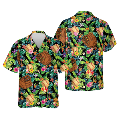 Tropical Baseball Ball Hawaiian Shirt For Men, Baseball Hawaiian Shirts HE0283