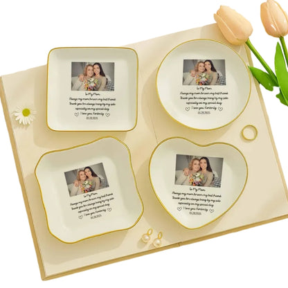 To My Mom Custom Photo Wedding Ring Dish, Custom Mother Of The Bride Jewelry Dish WD0133