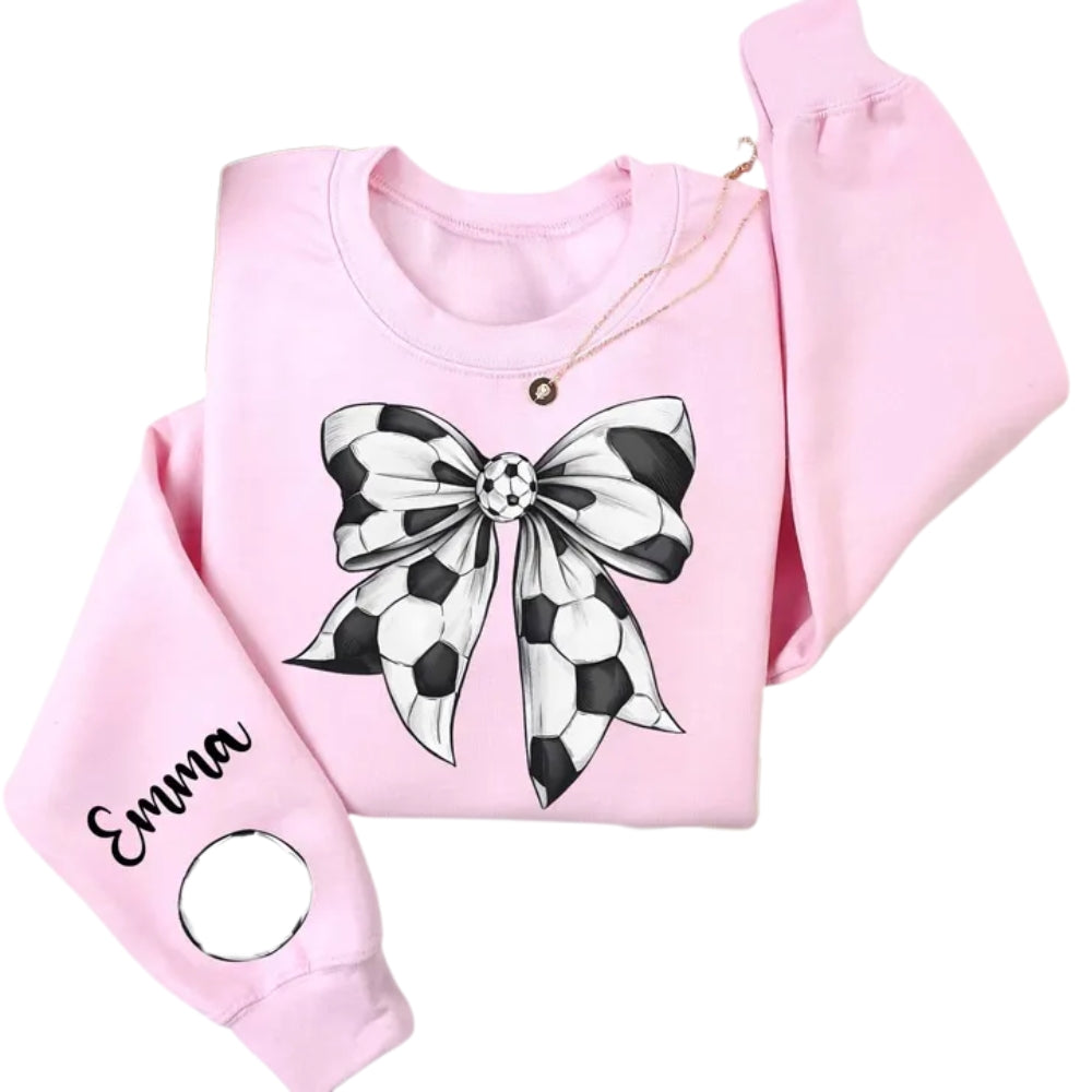 Custom Soccer Bow Sweatshirt Womens, Custom Sweatshirt For Soccer Lover 2D0675