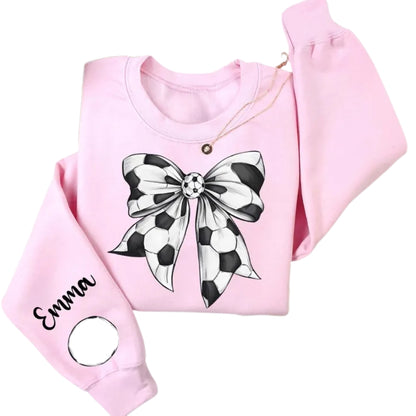 Custom Soccer Bow Sweatshirt Womens, Custom Sweatshirt For Soccer Lover 2D0675