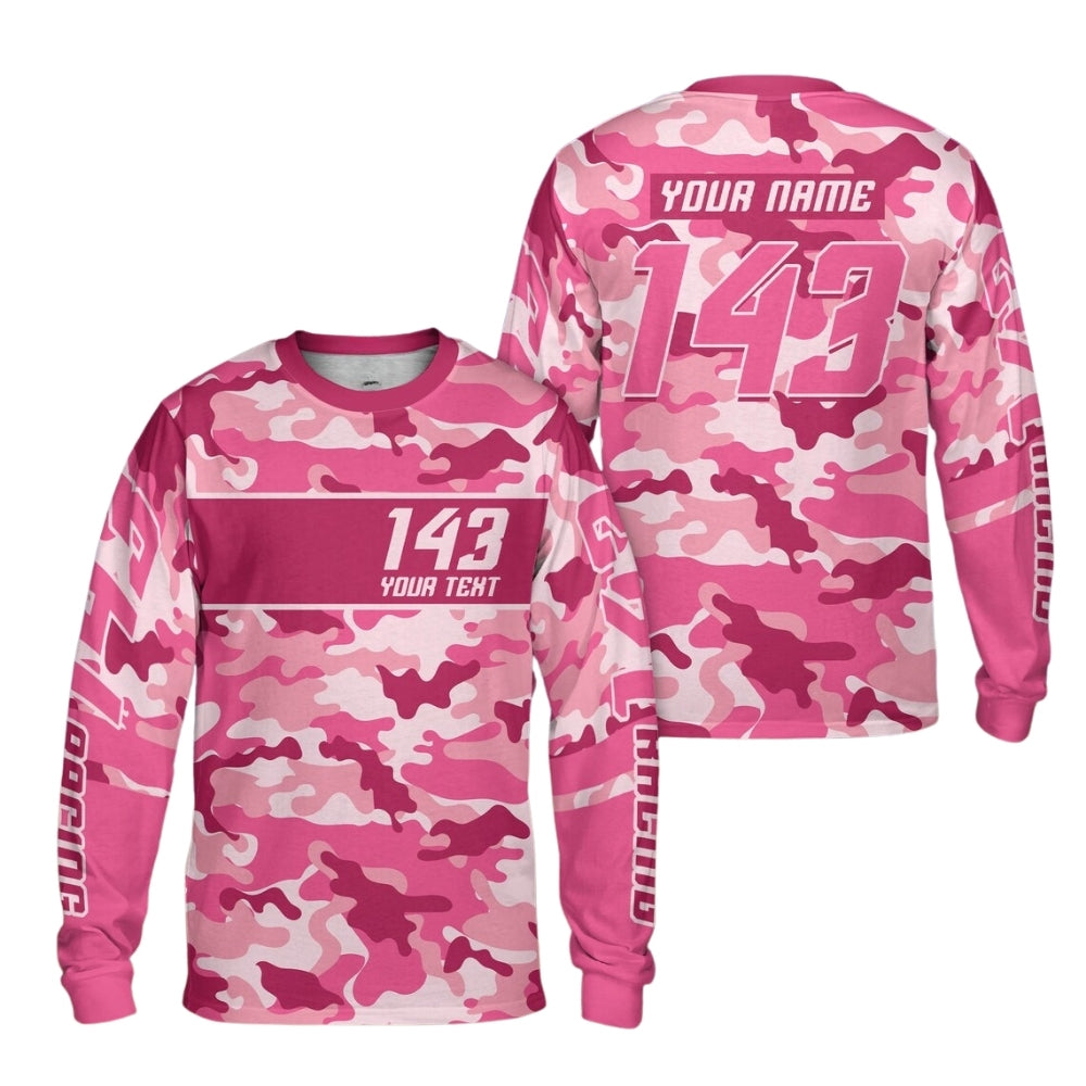 Custom Blue Camouflage Racing Dirt Bike Long Sleeve Jersey For Men, Custom Camo Dirt Bike Motocross Jerseys Shirt ME0034
