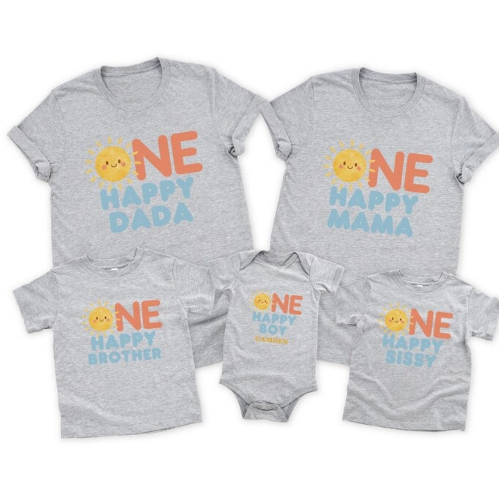 Personalized One Happy Sunshine 1st Birthday Family T Shirts, Custom First Birthday Matching Shirts For Family ET0238