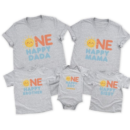 Personalized One Happy Sunshine 1st Birthday Family T Shirts, Custom First Birthday Matching Shirts For Family ET0238