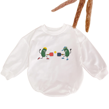 Pickle Plating Pickleball Baby Romper Sweatshirt, Funny Pickleball Romper Sweatshirt For Baby BB0539