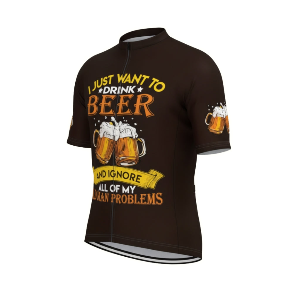 I Just Want To Drink Beer And Ignore All Of My Old Man Problems Cycling Short Sleeve Jersey For Mens, Beer Cycling Jerseys CE0003