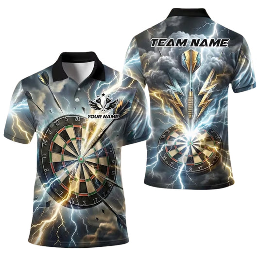 Custom Thunder Lightning Dart Polo Shirt For Men, Custom Darts Team Shirts DE0101