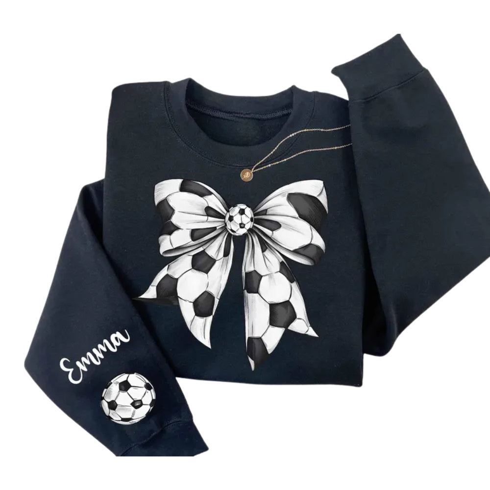 Custom Soccer Bow Sweatshirt Womens, Custom Sweatshirt For Soccer Lover 2D0675
