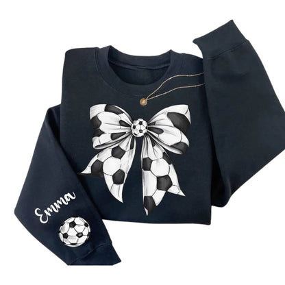 Custom Soccer Bow Sweatshirt Womens, Custom Sweatshirt For Soccer Lover 2D0675