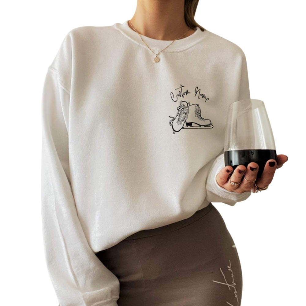Custom Ice Skating Sweatshirt With Name, Women's Custom Skating Sweatshirt 2D0792