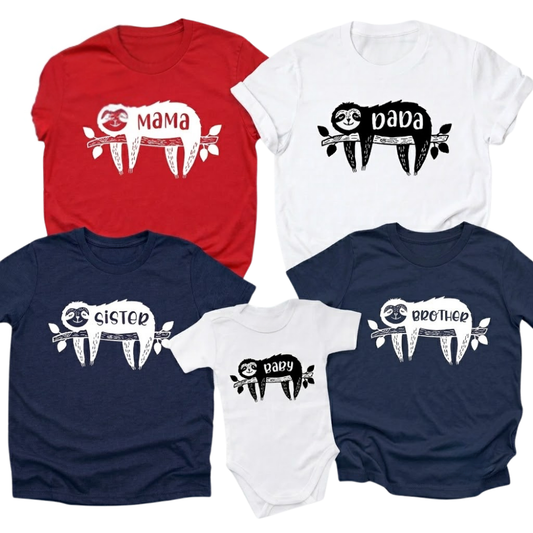 Sloth Family Custom Matching T Shirt, Custom Sloth Matching Family Shirts ET1411