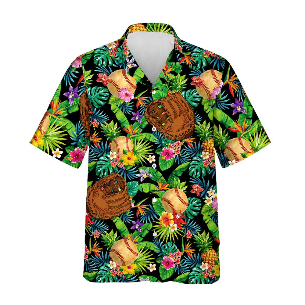 Tropical Baseball Ball Hawaiian Shirt For Men, Baseball Hawaiian Shirts HE0283