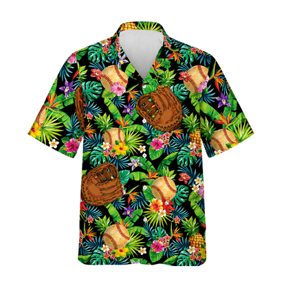 Tropical Baseball Ball Hawaiian Shirt For Men, Baseball Hawaiian Shirts HE0283