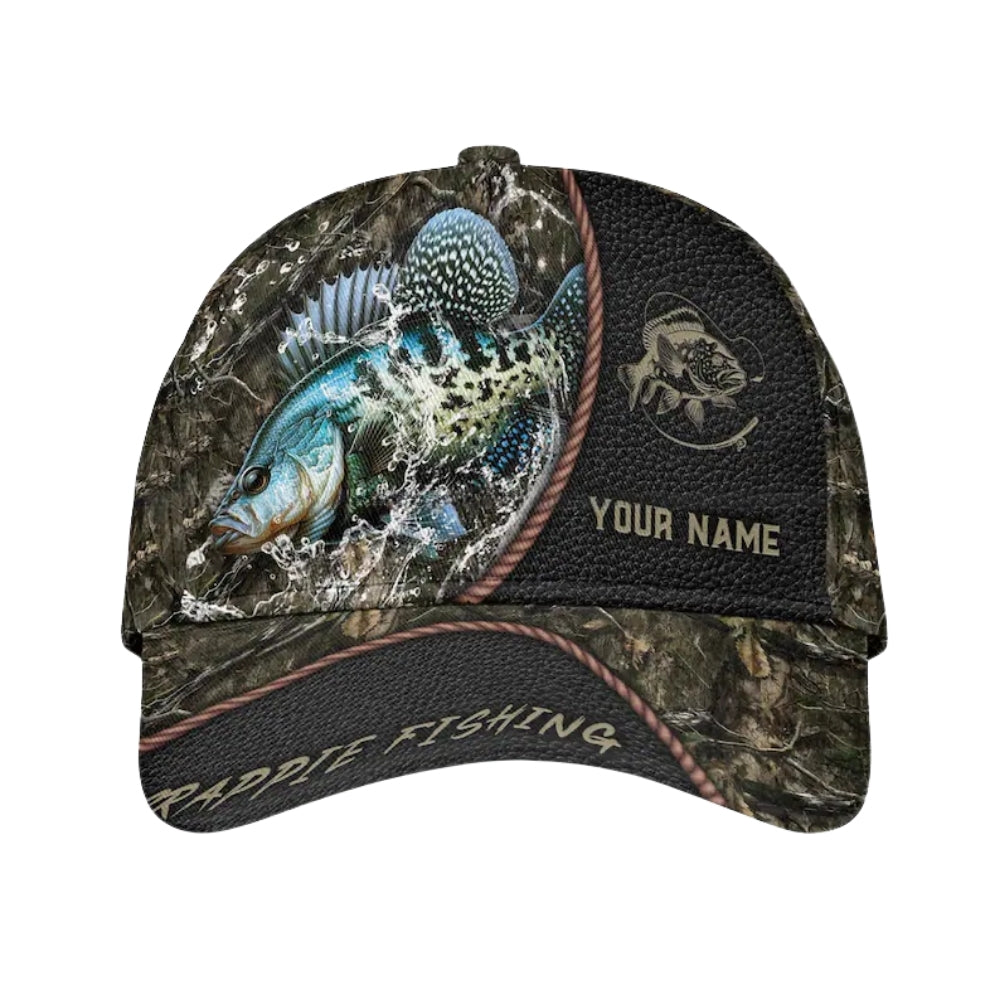 Custom Name Crappie Fishing Baseball Cap, Custom Crappie 3D Hats Caps For Fisherman CP0085