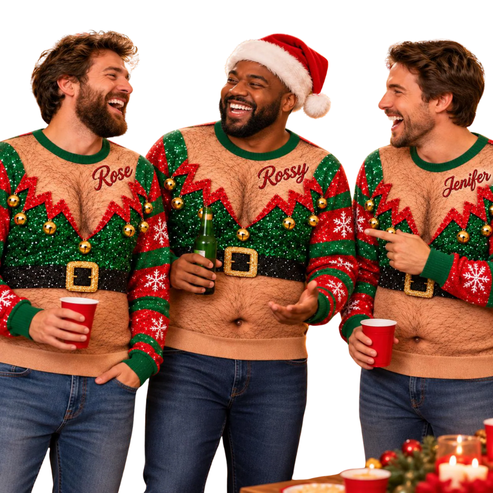 Custom Elf Belly Funny Christmas Ugly Sweatshirt, Personalized Name Funny Xmas 3D Sweatshirt 2D1283