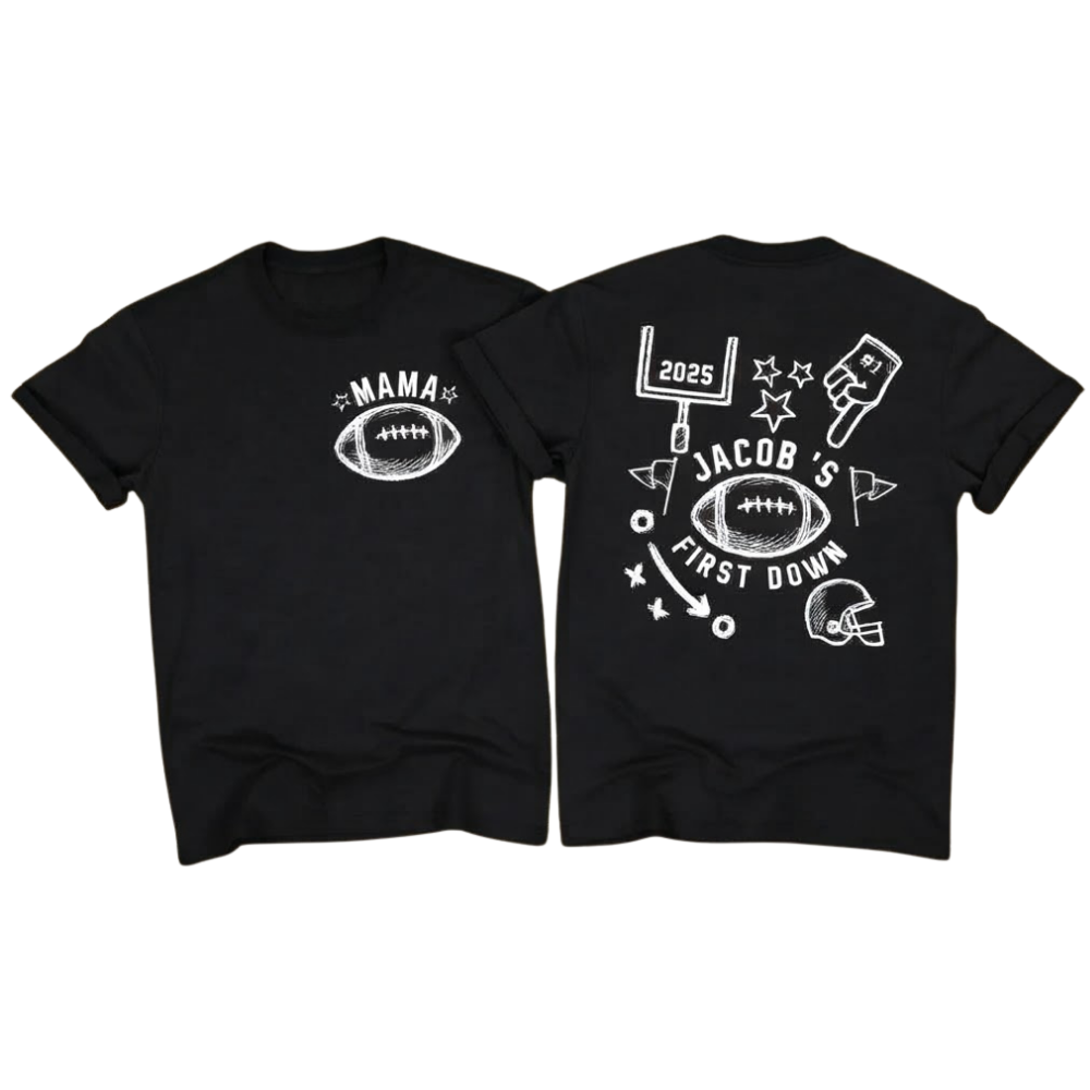 Custom First Down Football Birthday Family T Shirts Matching, Custom 1st Birthday Football Family Shirts ET1514