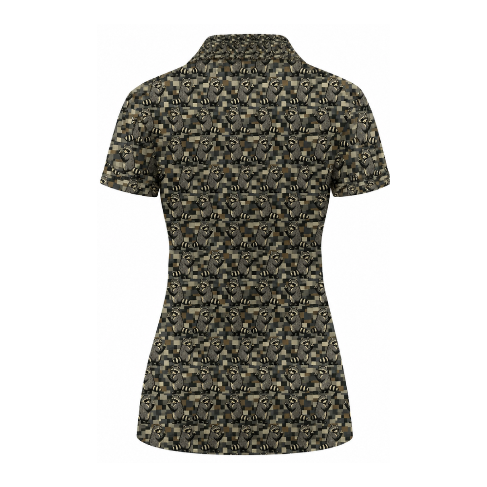 Raccoon Camo Women's Golf Polo Shirt, Fun Raccoon Golf Shirts For Women GZ0294