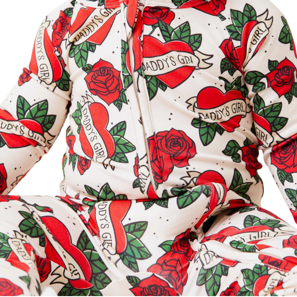 Daddy's Girl Rose Baby Convertible Zippy Romper, Floral Baby Romper Convertible BB0910