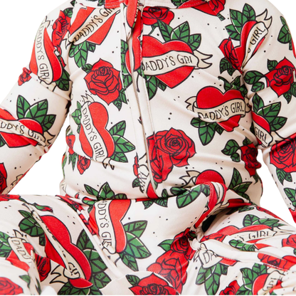 Daddy's Girl Rose Baby Convertible Zippy Romper, Floral Baby Romper Convertible BB0910