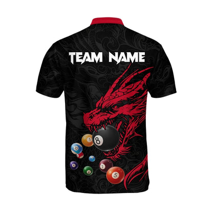 Custom Red Dragon Billiard Jersey For Men, Custom Dragon Pool Billiard Team Shirts BIZ0168