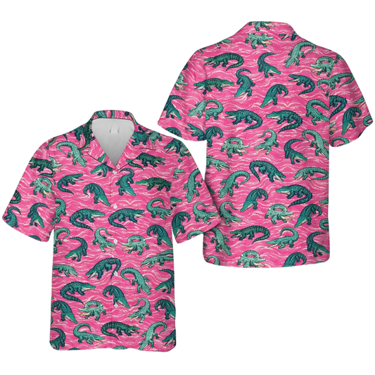 Alligator Pink Hawaiian Shirt For Men Women, Crocodile Hawaiian Shirt HE0545