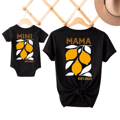 Custom Lemon Mama And Mini Matching T Shirt With Year, Custom Matching Lemon Family Shirts ET0523