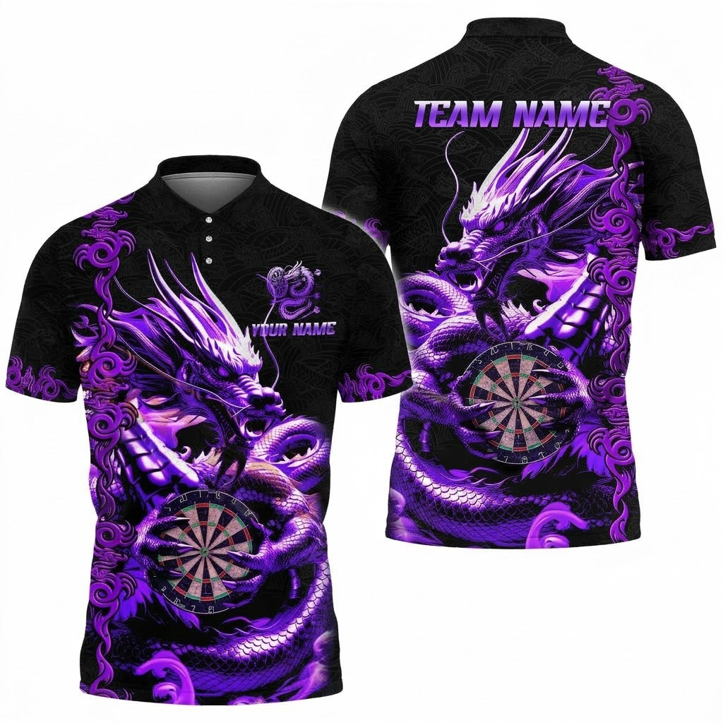 Golden Dragon Custom Darts Polo Shirt For Men, Custom Dragon Darts Team Shirt DZ0183