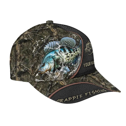 Custom Name Crappie Fishing Baseball Cap, Custom Crappie 3D Hats Caps For Fisherman CP0085